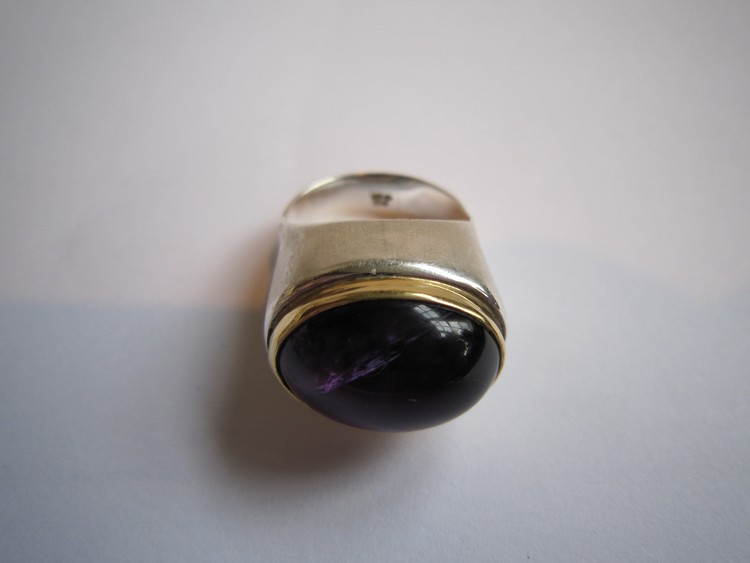 Ring, silver, gold, amethyst