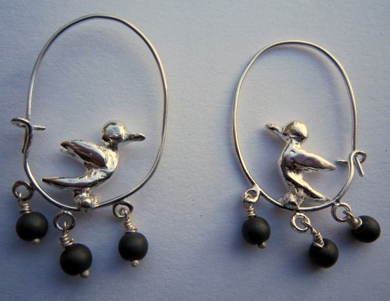 silver earrings
                    for a bird lover